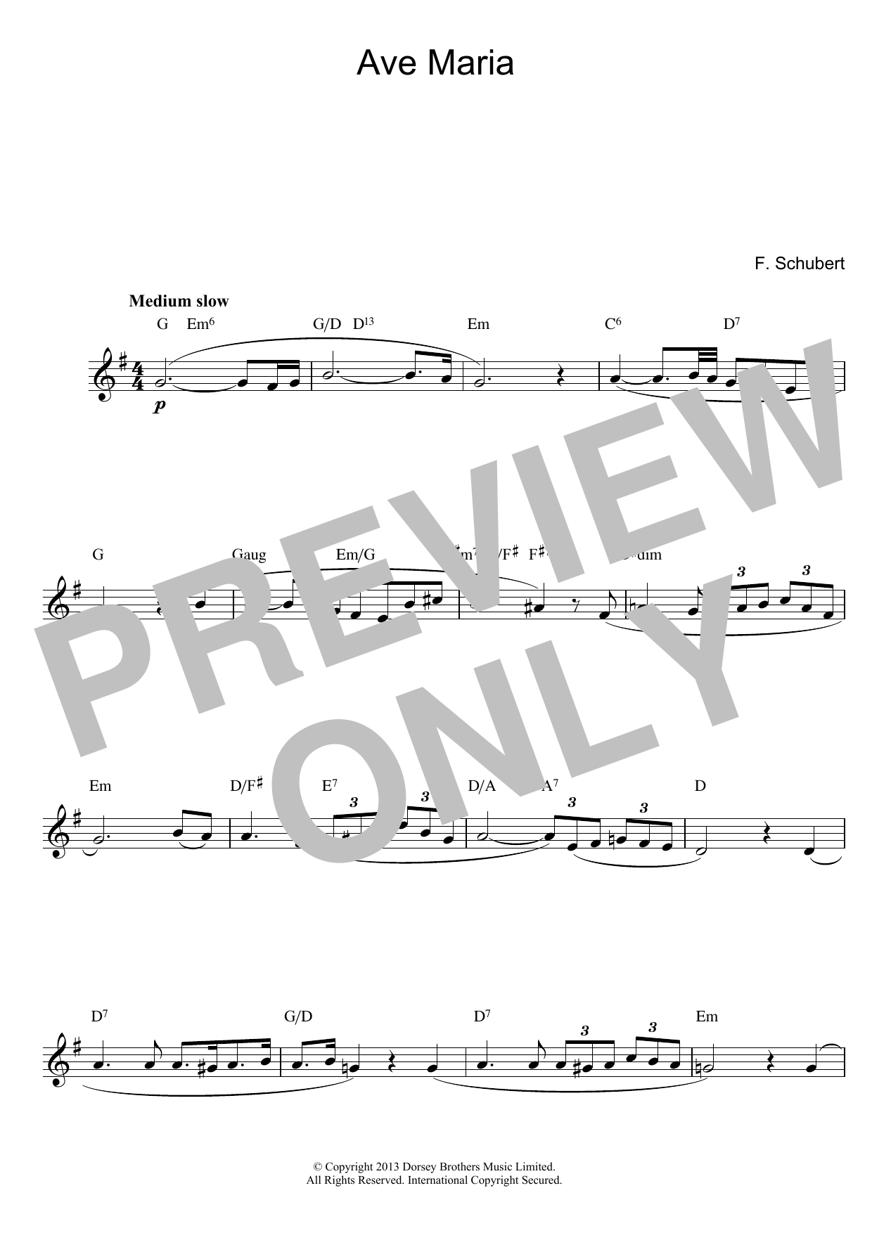 Franz Schubert Ave Maria sheet music notes and chords arranged for Piano & Vocal