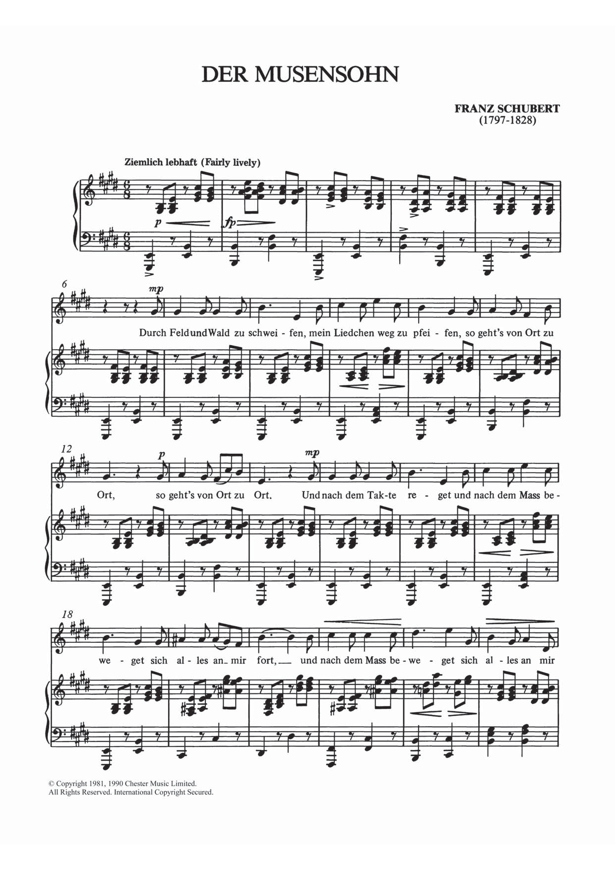 Franz Schubert Der Musensohn sheet music notes and chords arranged for Piano & Vocal