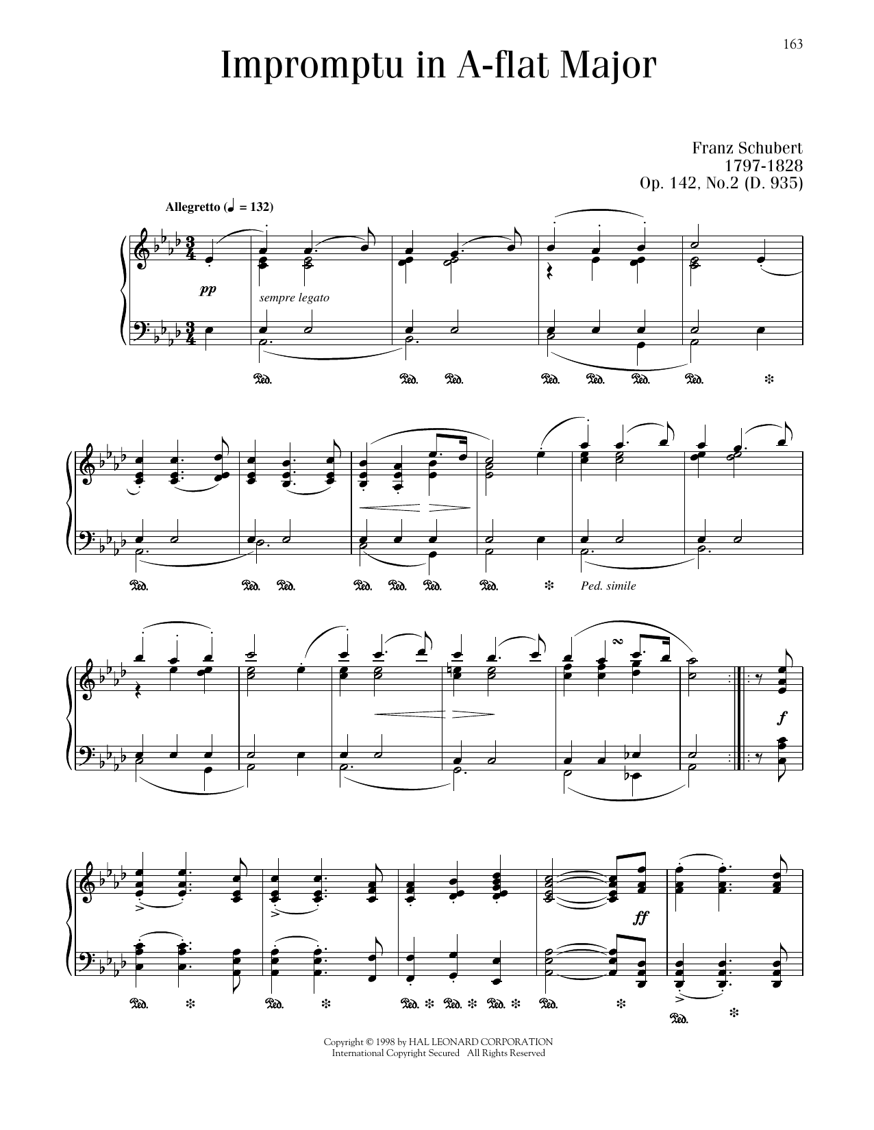 Franz Schubert Impromptu In A-flat Major, Op. 142, No. 2 sheet music notes and chords. Download Printable PDF.