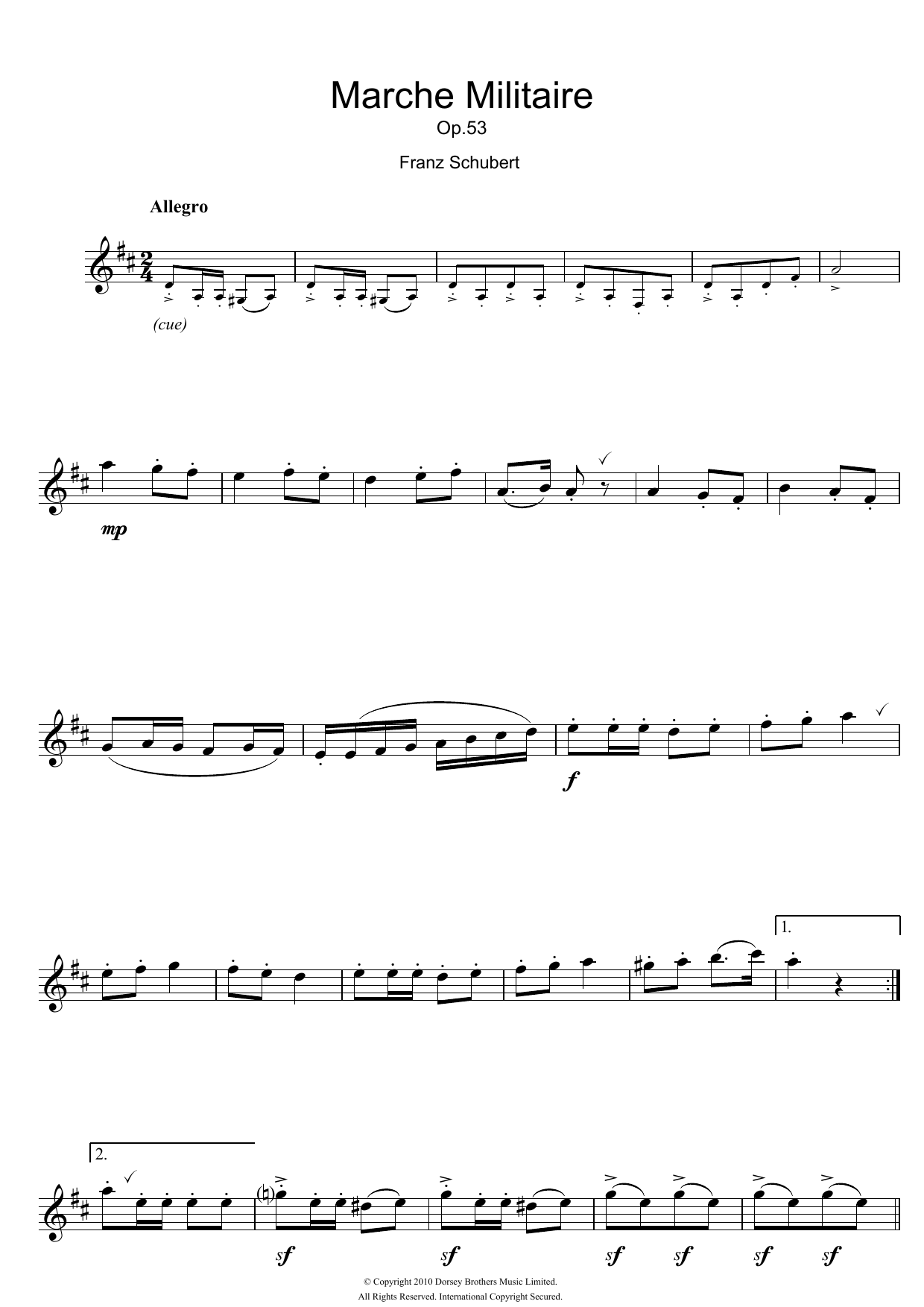 Franz Schubert Marche Militaire sheet music notes and chords. Download Printable PDF.