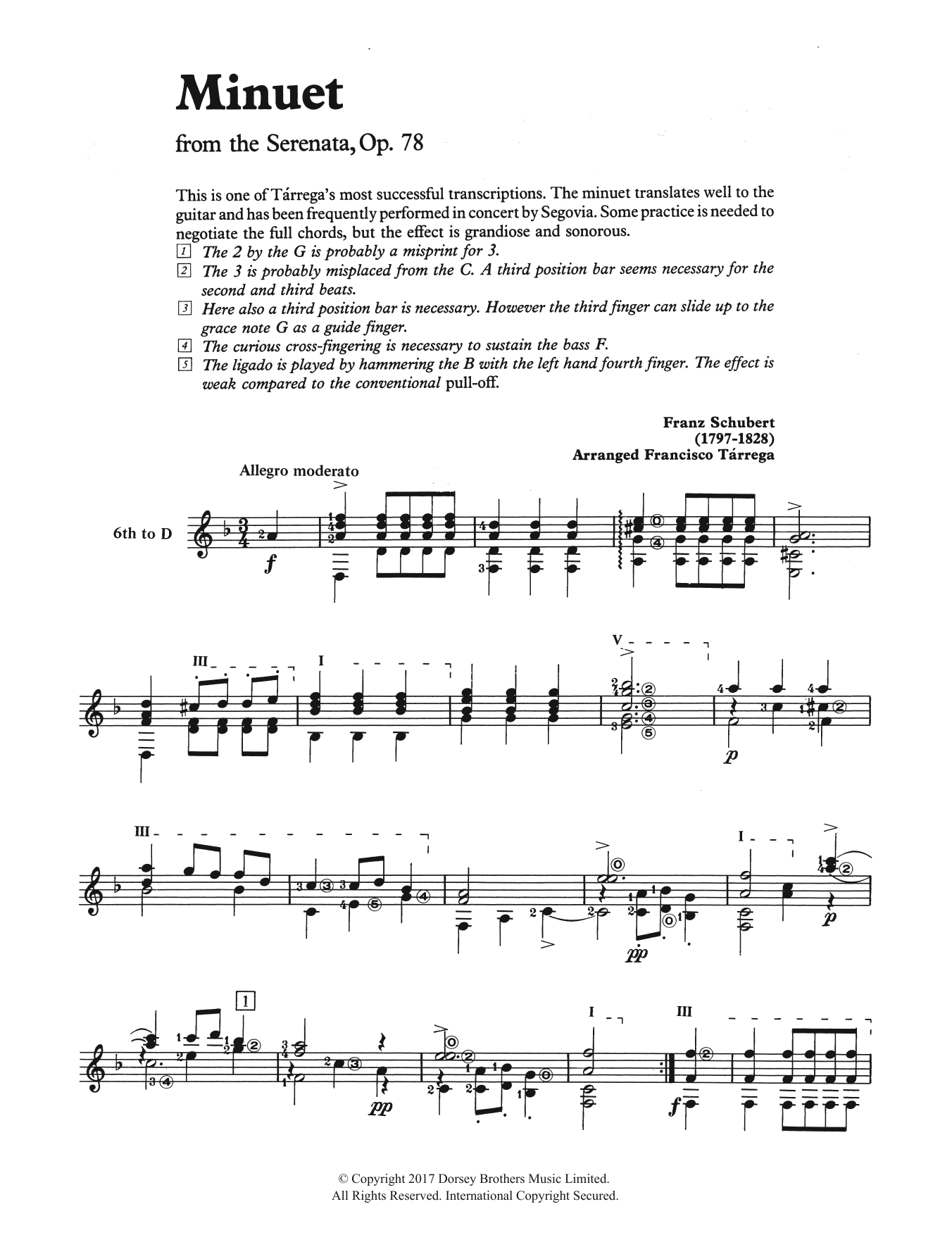 Franz Schubert Minuet (from the Serenata, Op. 78) sheet music notes and chords. Download Printable PDF.