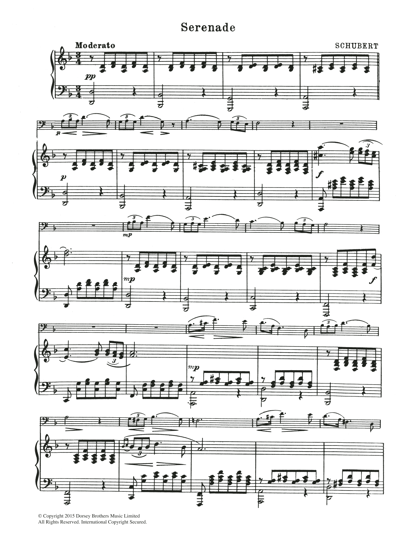 Franz Schubert Serenade sheet music notes and chords. Download Printable PDF.