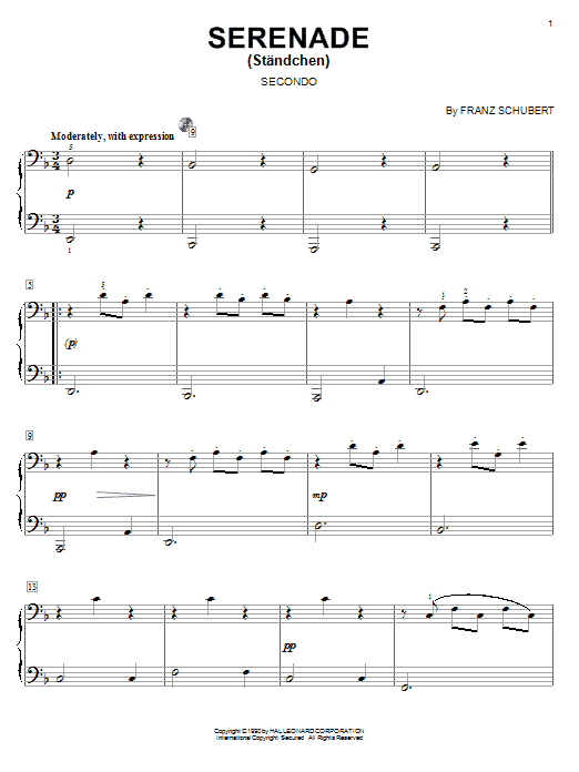 Franz Schubert Serenade (Standchen) sheet music notes and chords. Download Printable PDF.