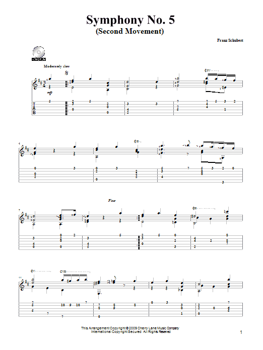 Franz Schubert Symphony No. 5 sheet music notes and chords. Download Printable PDF.