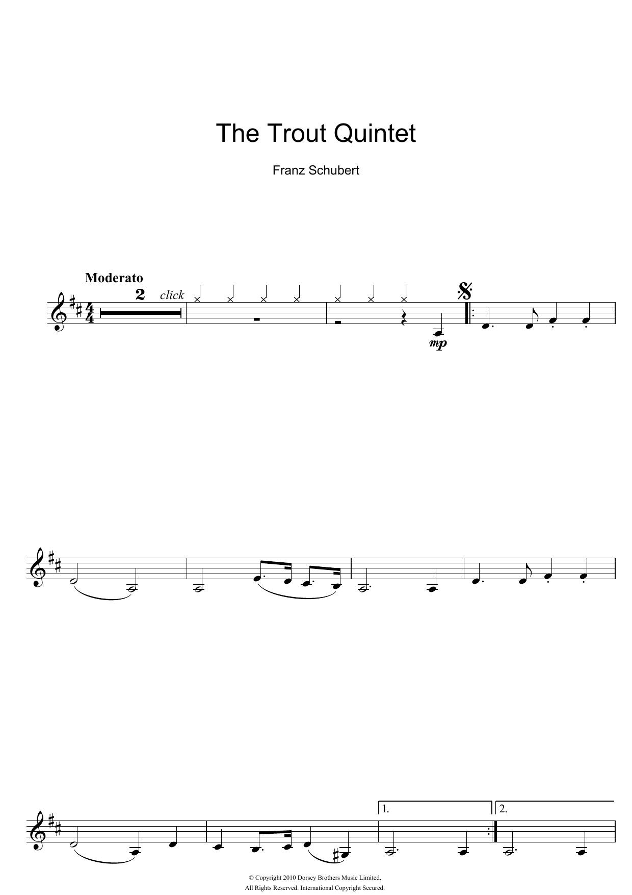 Franz Schubert Theme From The Trout Quintet (Die Forelle) sheet music notes and chords. Download Printable PDF.