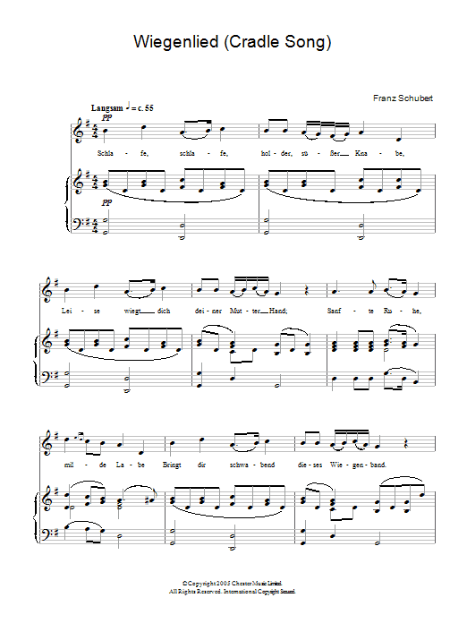 Franz Schubert Wiegenlied (Cradle Song) Op.98 No.2 sheet music notes and chords. Download Printable PDF.