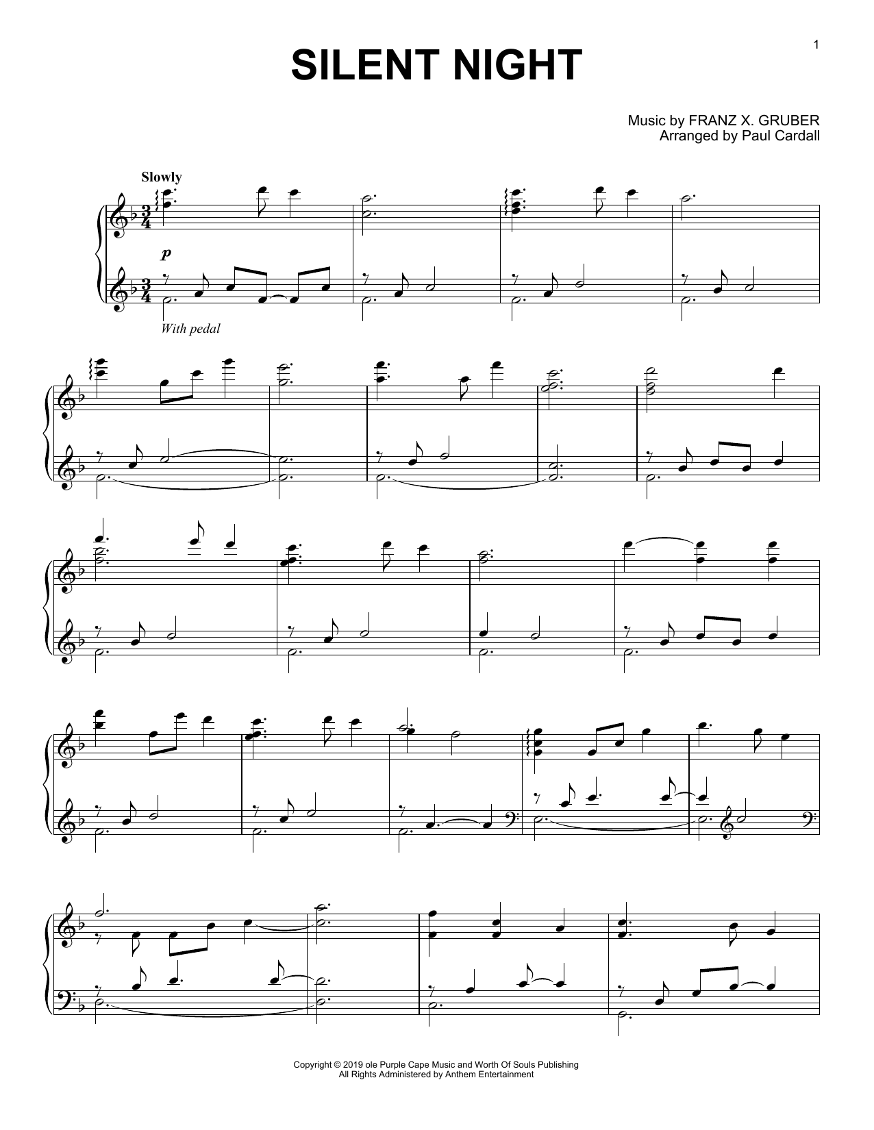 Franz X. Gruber Silent Night (arr. Paul Cardall) sheet music notes and chords. Download Printable PDF.