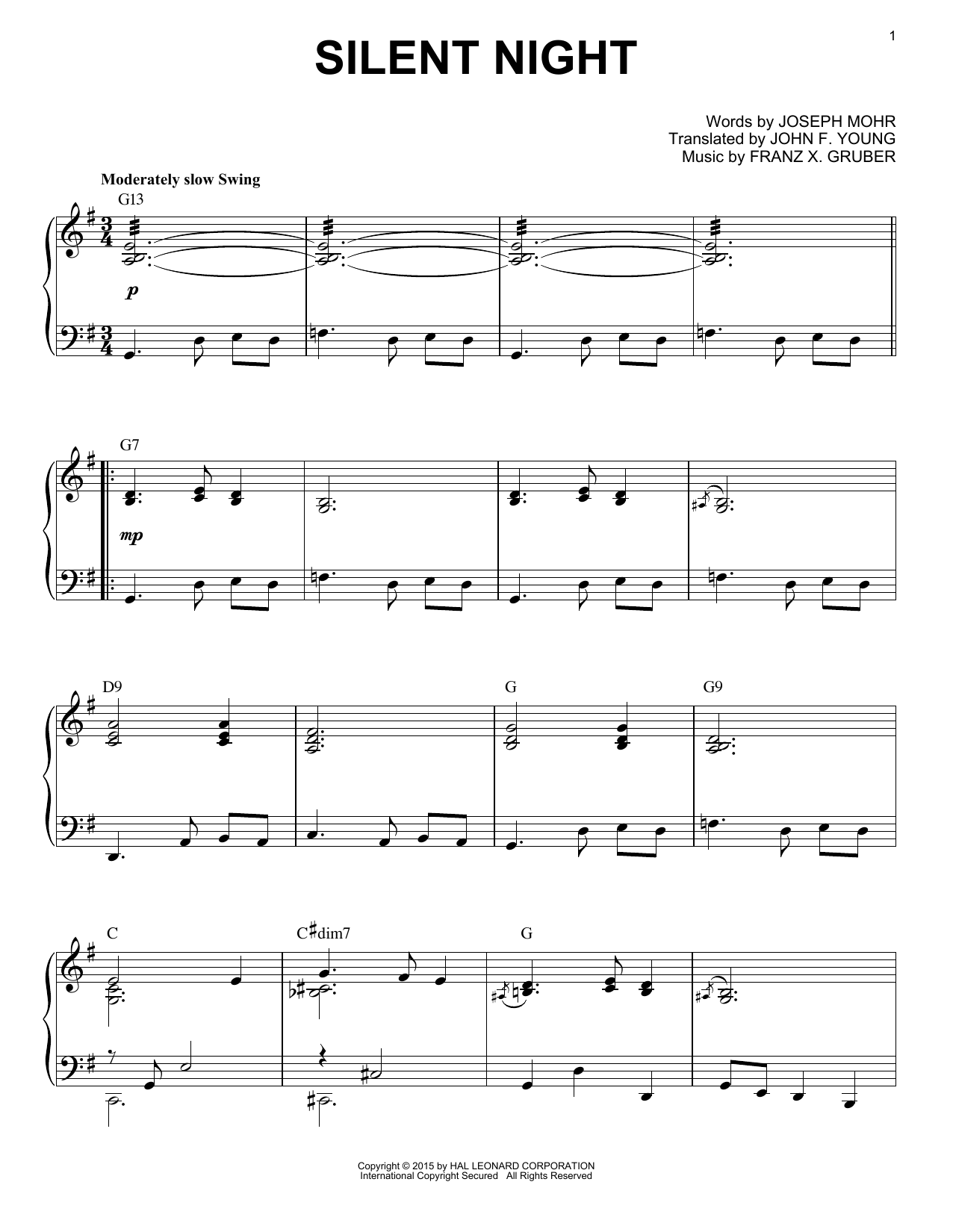 Franz X. Gruber Silent Night [Jazz version] (arr. Brent Edstrom) sheet music notes and chords. Download Printable PDF.