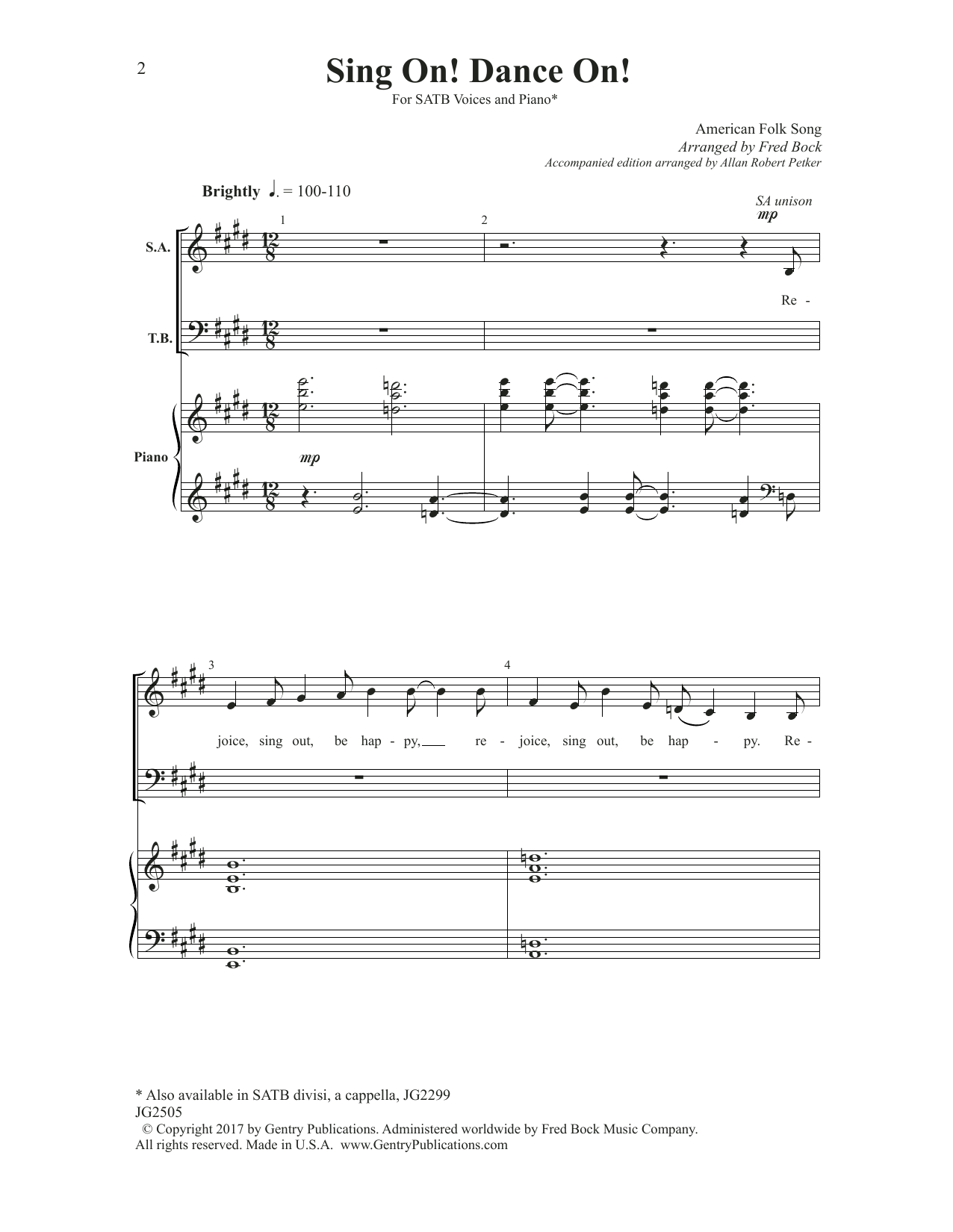 Learn to play Fred Bock Sing On! Dance On! sheet music for SATB Choir in minutes. Price: 3.9900$ Fred Bock Sing On! Dance On! sheet music notes and chords arranged for SATB Choir