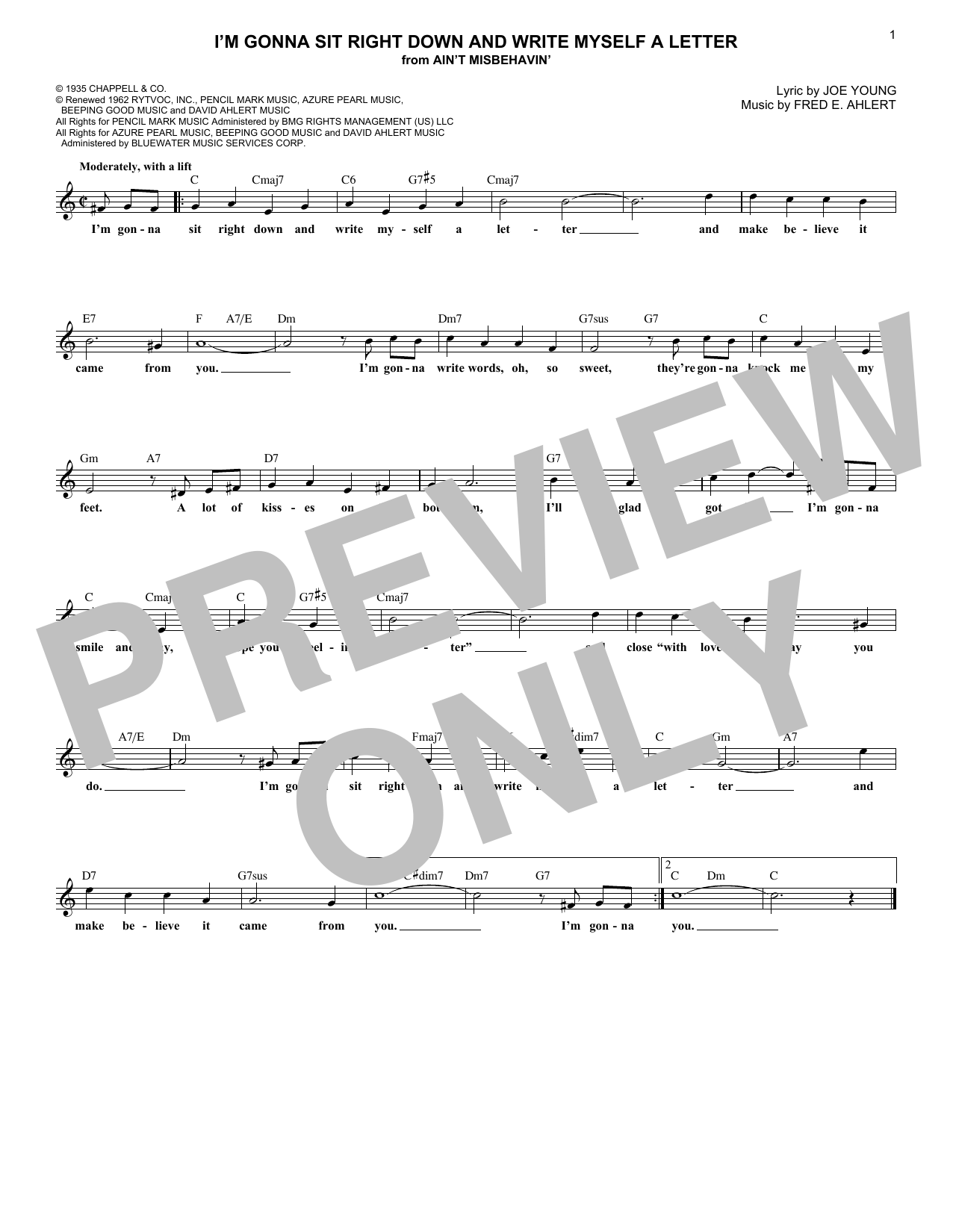 Learn to play Fred E. Ahlert I'm Gonna Sit Right Down And Write Myself A Letter sheet music for Ukulele in minutes. Price: 5.9900$ Fred E. Ahlert I'm Gonna Sit Right Down And Write Myself A Letter sheet music notes and chords arranged for Ukulele