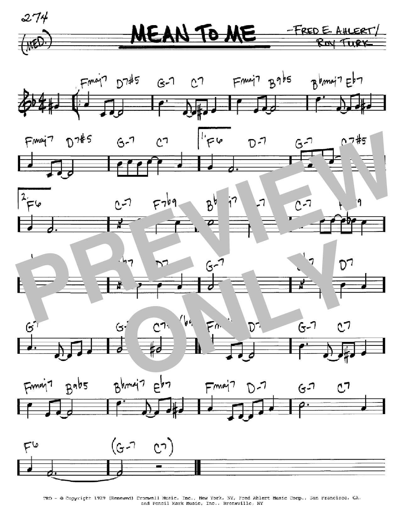 Fred E. Ahlert Mean To Me sheet music notes and chords. Download Printable PDF.