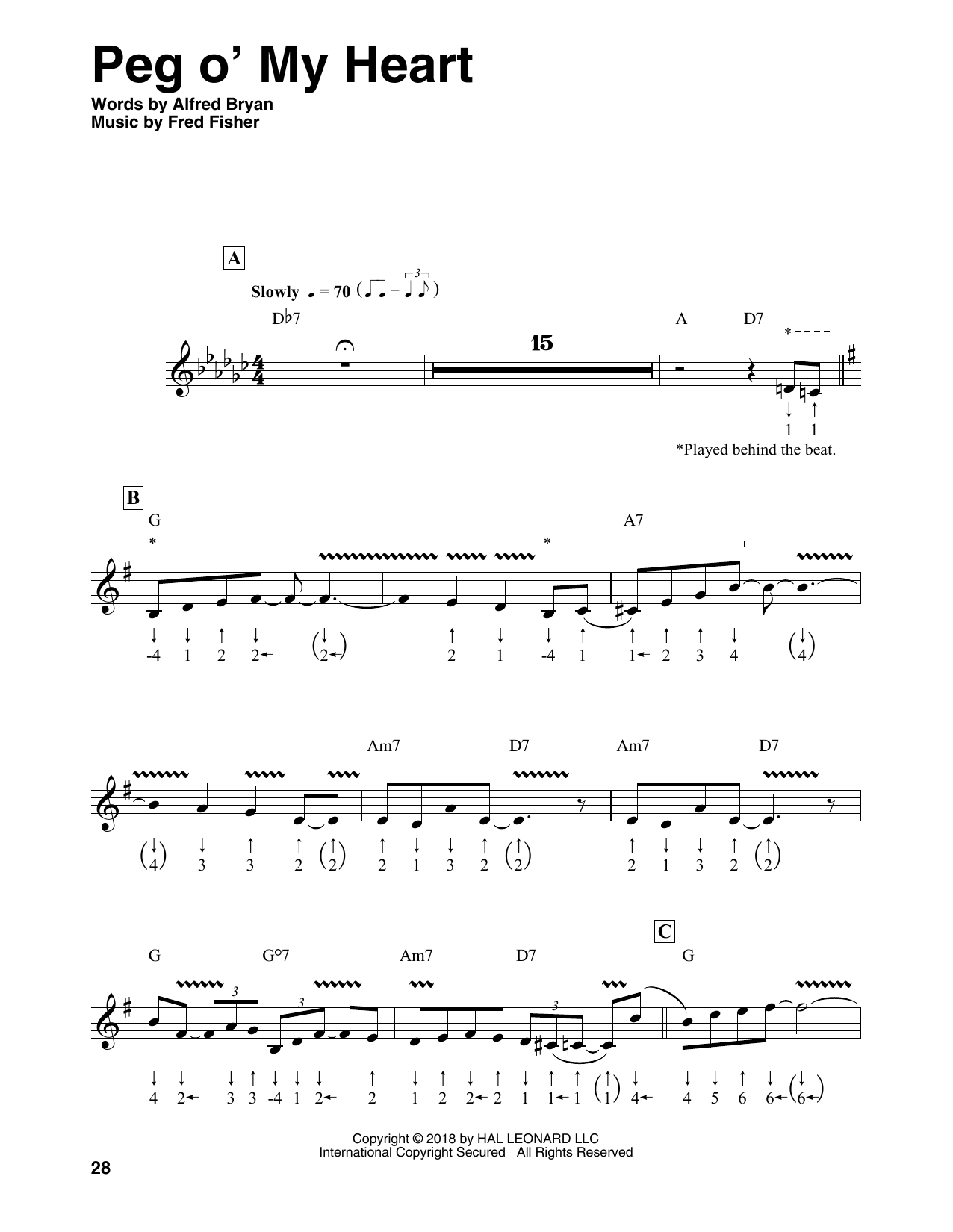 Fred Fisher Peg O' My Heart sheet music notes and chords. Download Printable PDF.