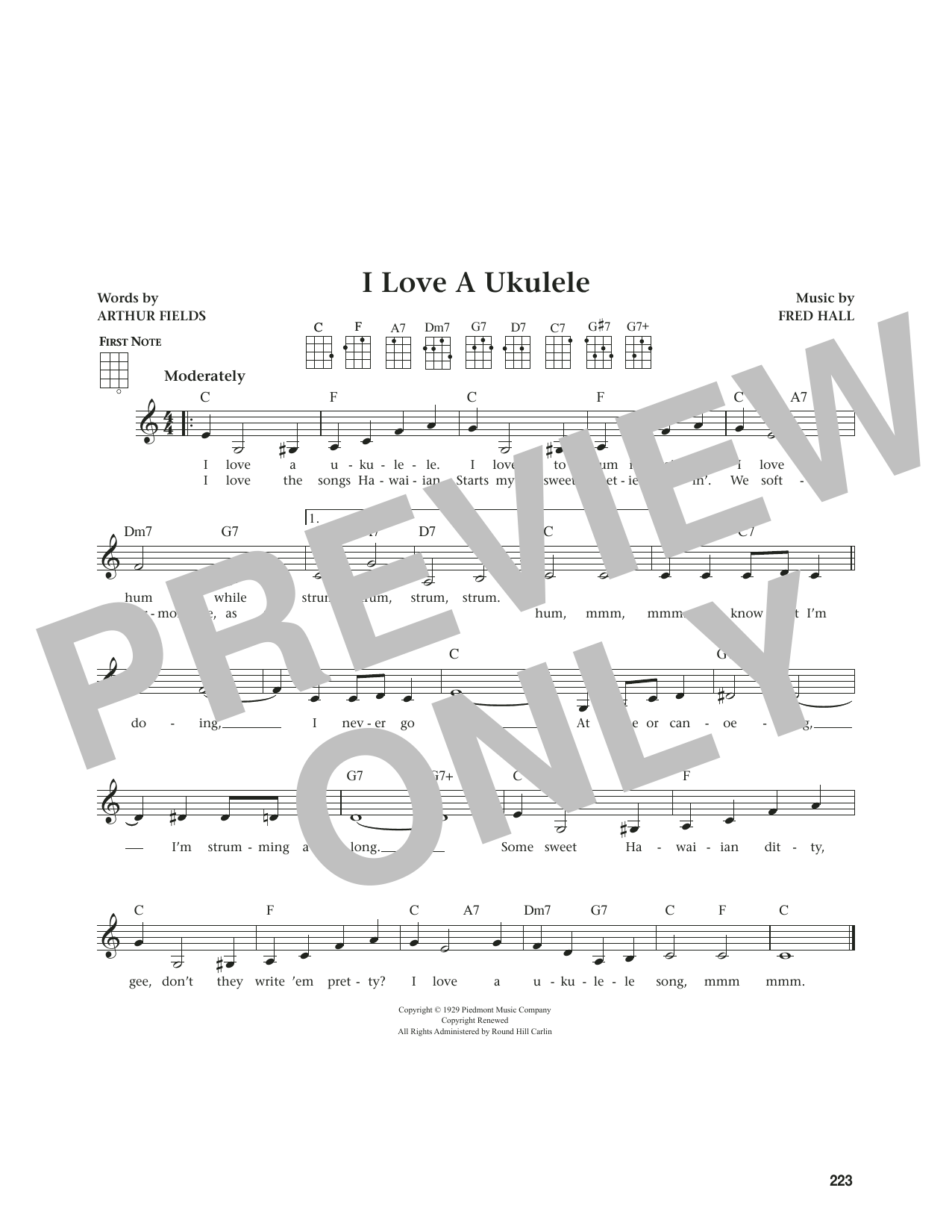 Fred Hall I Love A Ukulele (from The Daily Ukulele) (arr. Jim Beloff) sheet music notes and chords. Download Printable PDF.