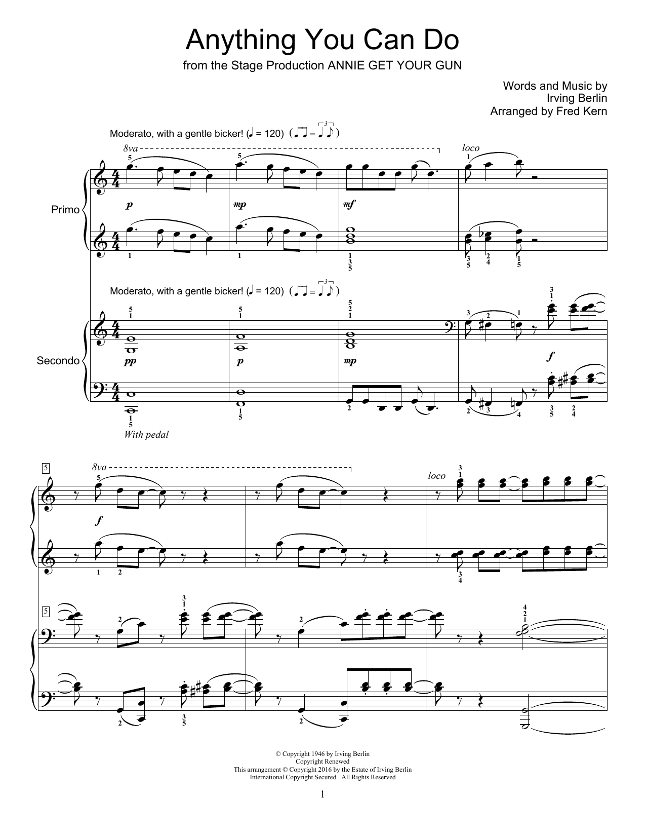 Fred Kern Anything You Can Do sheet music notes and chords. Download Printable PDF.