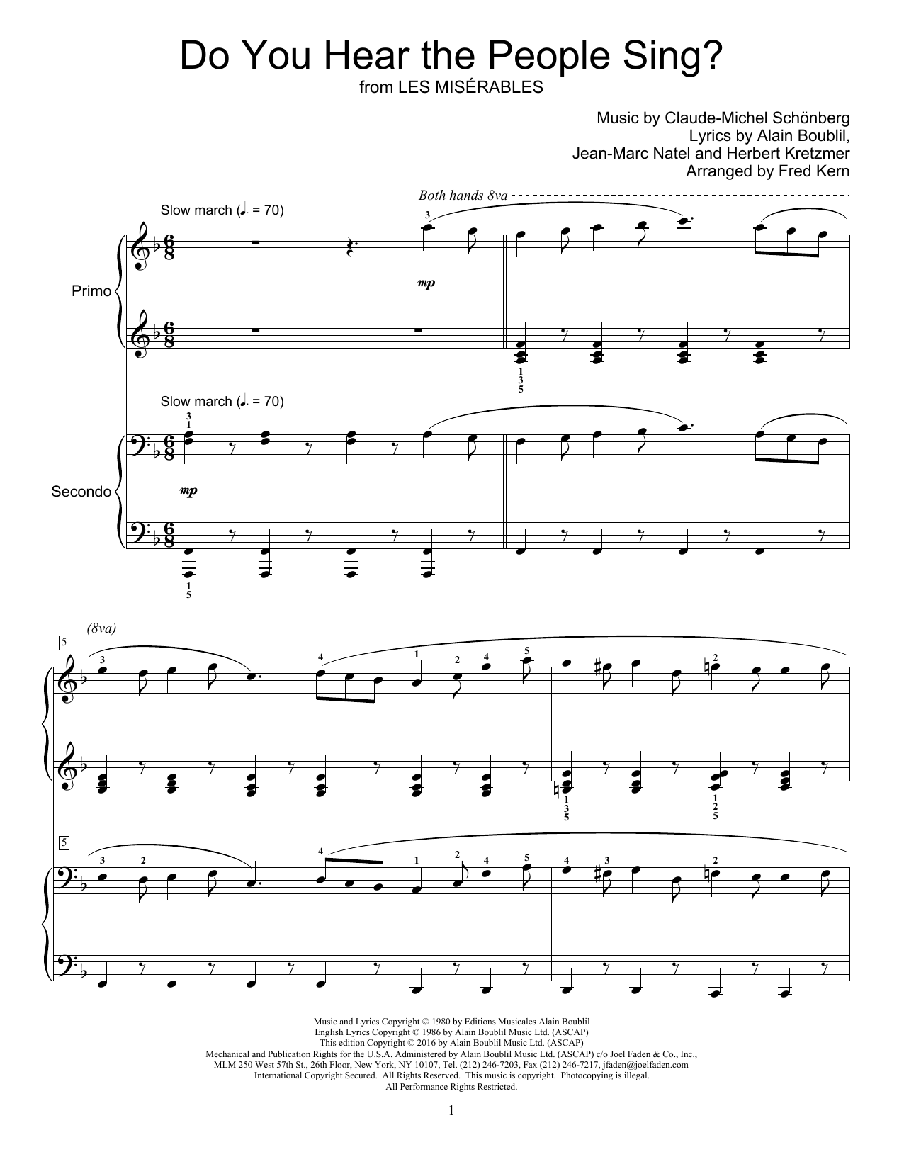 Fred Kern Do You Hear The People Sing? sheet music notes and chords. Download Printable PDF.