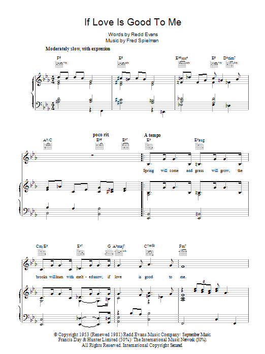 Dean Martin If Love Is Good To Me sheet music notes and chords arranged for Piano, Vocal & Guitar Chords
