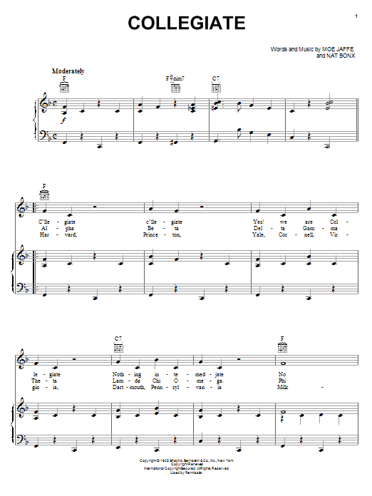 Learn to play Fred Waring Collegiate sheet music for Piano, Vocal & Guitar Chords (Right-Hand Melody) in minutes. Price: 7.8900$ Fred Waring Collegiate sheet music notes and chords arranged for Piano, Vocal & Guitar Chords (Right-Hand Melody)