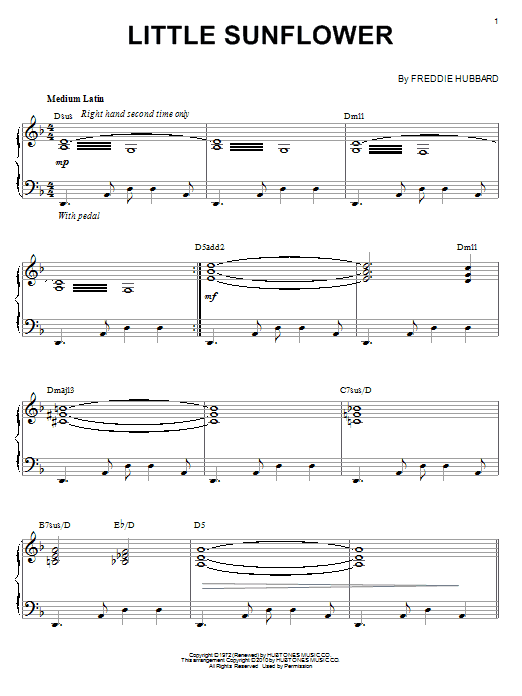 Freddie Hubbard Little Sunflower (arr. Brent Edstrom) sheet music notes and chords. Download Printable PDF.