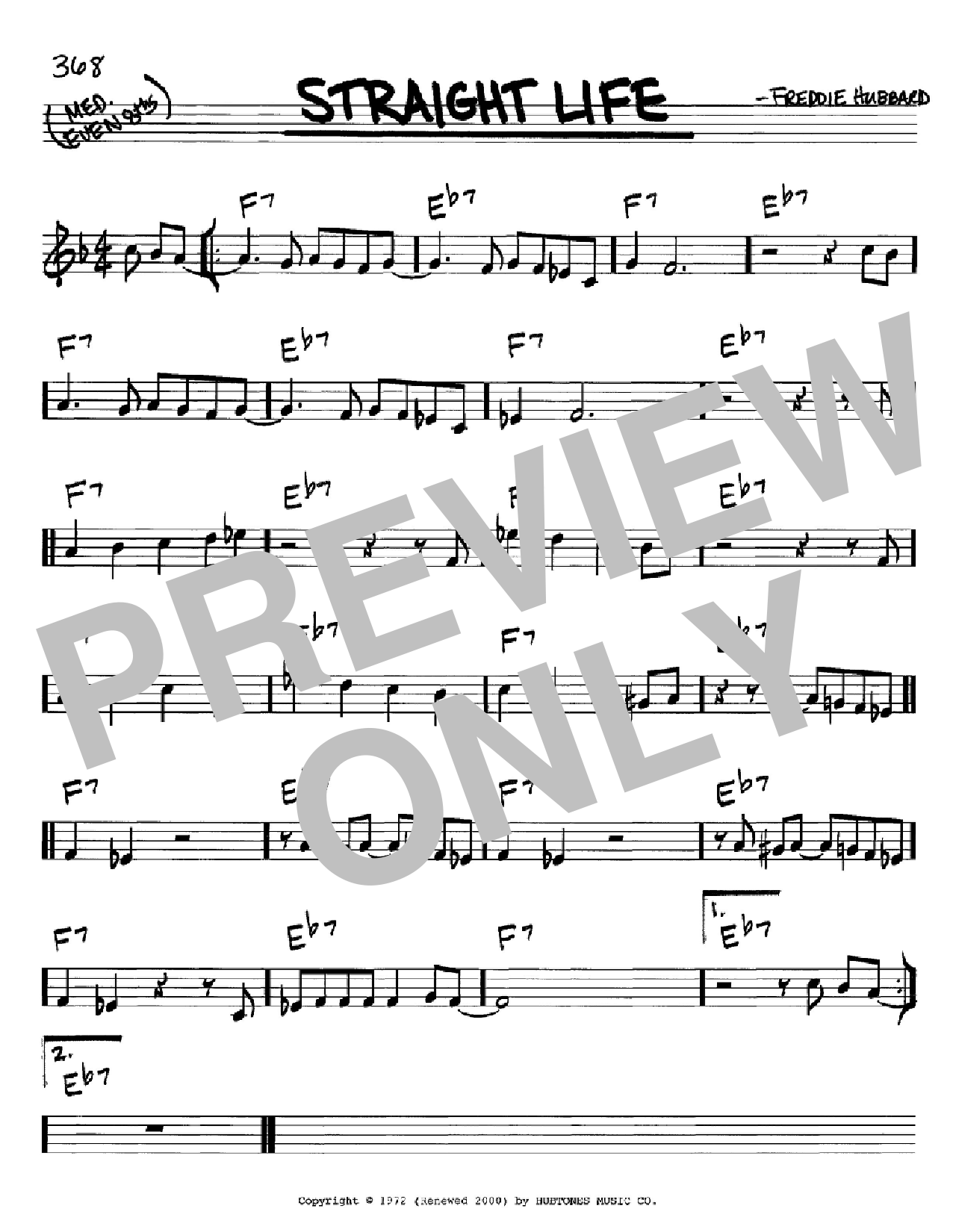 Freddie Hubbard Straight Life sheet music notes and chords arranged for Real Book – Melody & Chords – C Instruments