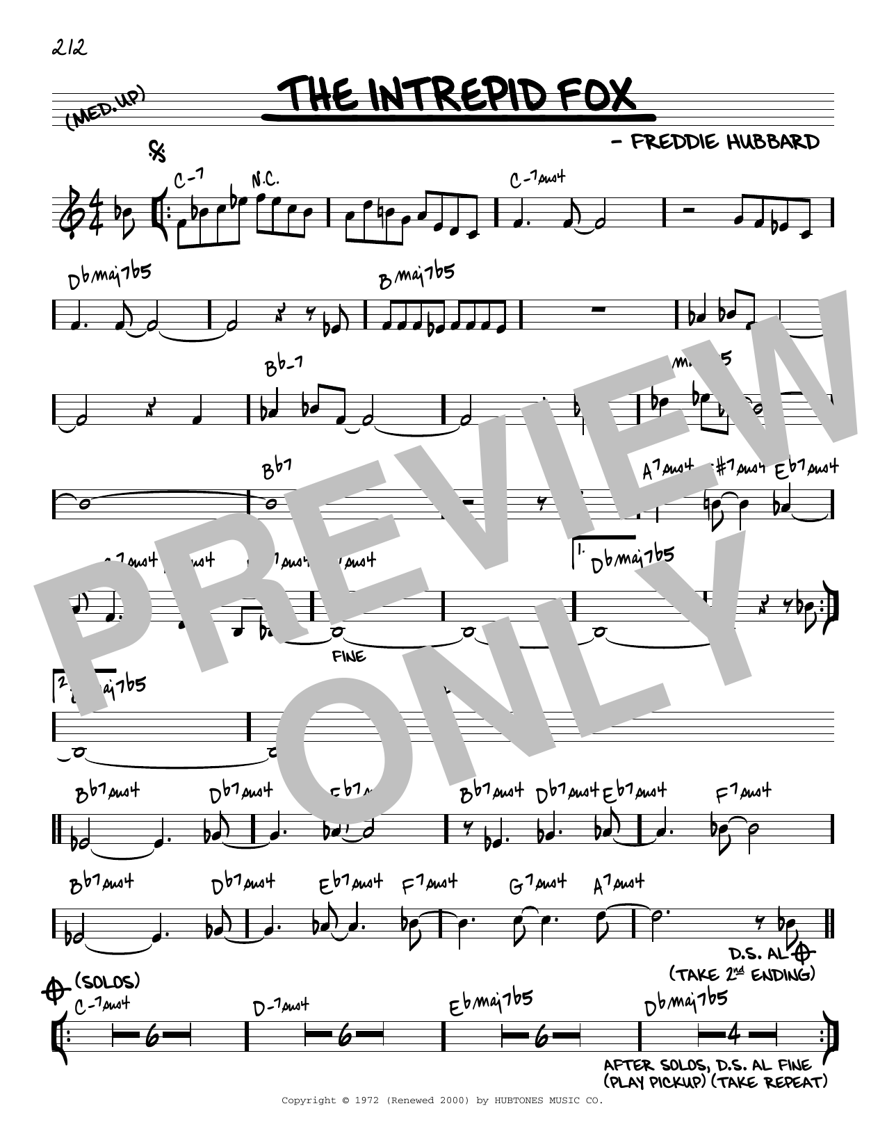 Freddie Hubbard The Intrepid Fox [Reharmonized version] (arr. Jack Grassel) sheet music notes and chords arranged for Real Book – Melody & Chords