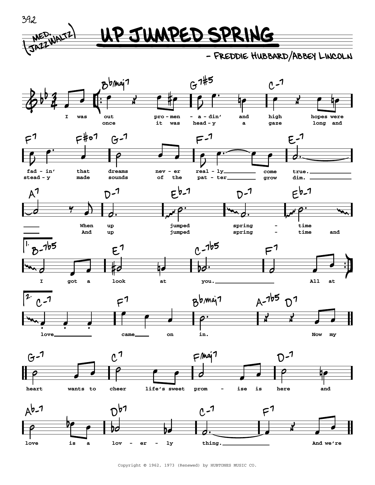 Learn to play Freddie Hubbard Up Jumped Spring (High Voice) sheet music for Real Book – Melody, Lyrics & Chords in minutes. Price: 5.9900$ Freddie Hubbard Up Jumped Spring (High Voice) sheet music notes and chords arranged for Real Book – Melody, Lyrics & Chords