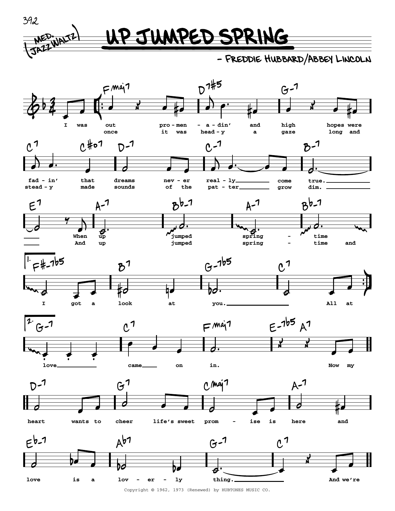 Learn to play Freddie Hubbard Up Jumped Spring (Low Voice) sheet music for Real Book – Melody, Lyrics & Chords in minutes. Price: 5.9900$ Freddie Hubbard Up Jumped Spring (Low Voice) sheet music notes and chords arranged for Real Book – Melody, Lyrics & Chords