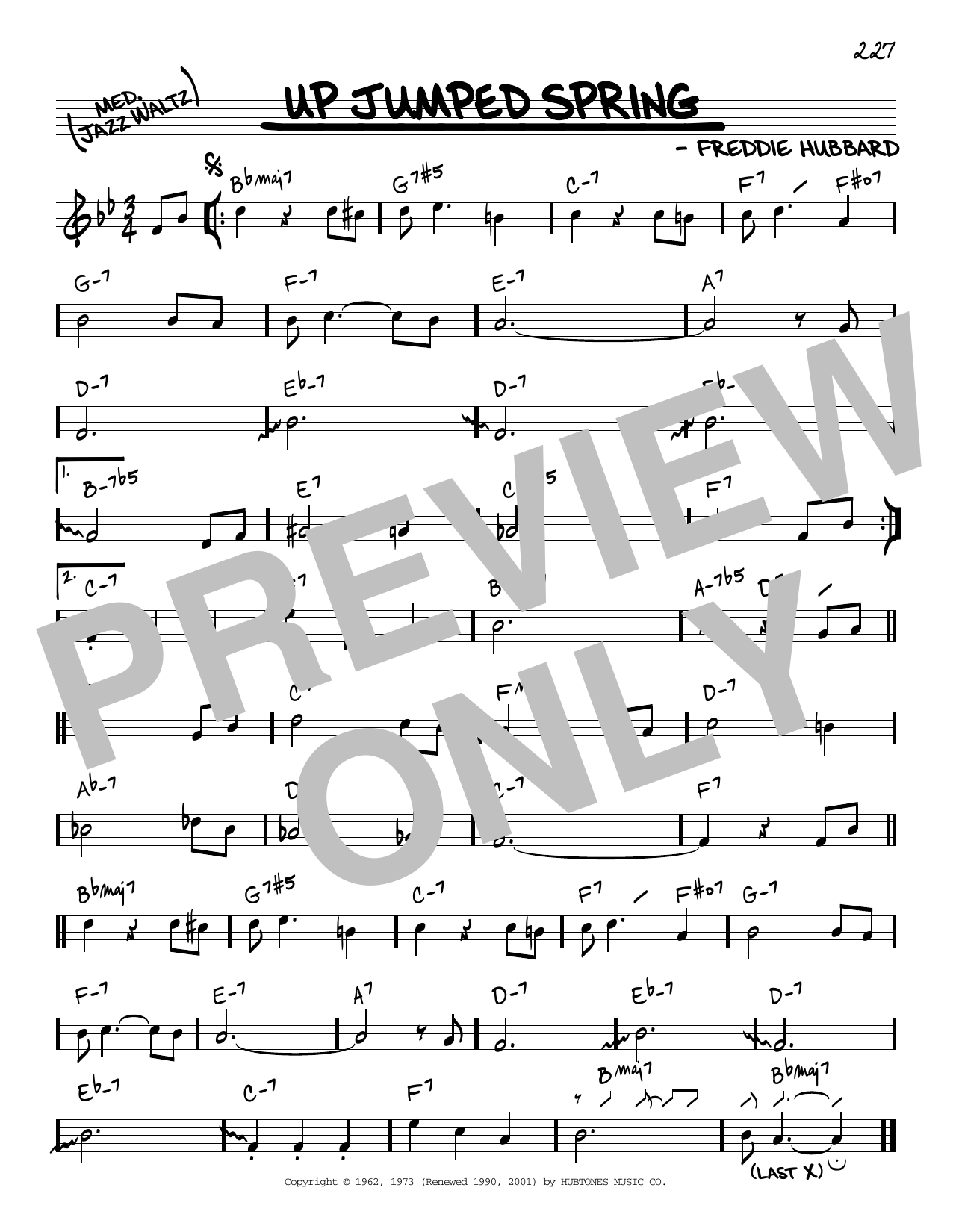 Freddie Hubbard Up Jumped Spring sheet music notes and chords. Download Printable PDF.