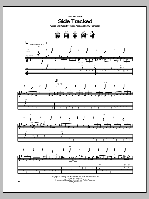 Learn to play Freddie King Side Tracked sheet music for Guitar Tab in minutes. Price: 7.8900$ Freddie King Side Tracked sheet music notes and chords arranged for Guitar Tab