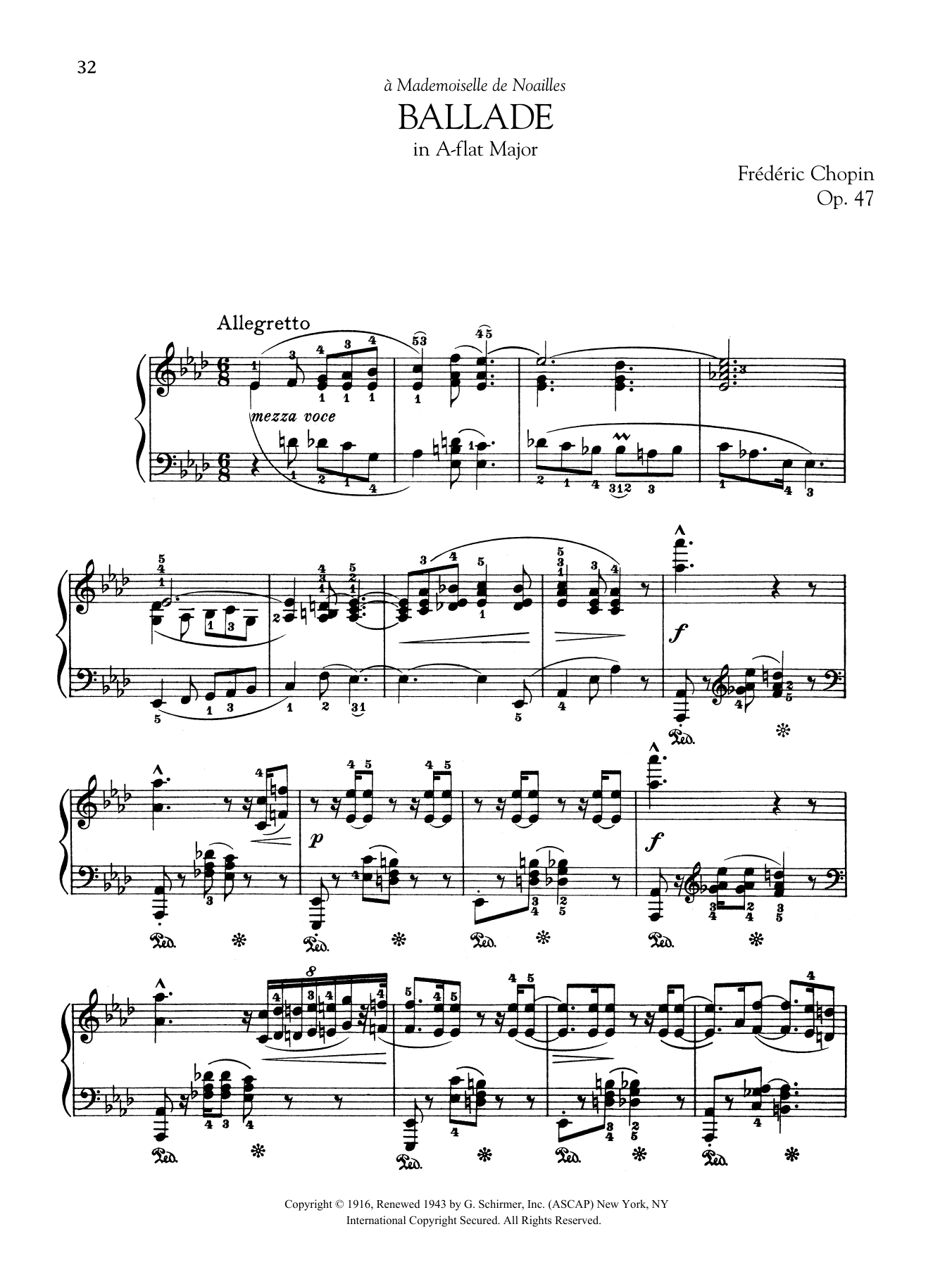 Frederic Chopin Ballade in A-flat Major, Op. 47 sheet music notes and chords arranged for Piano Solo