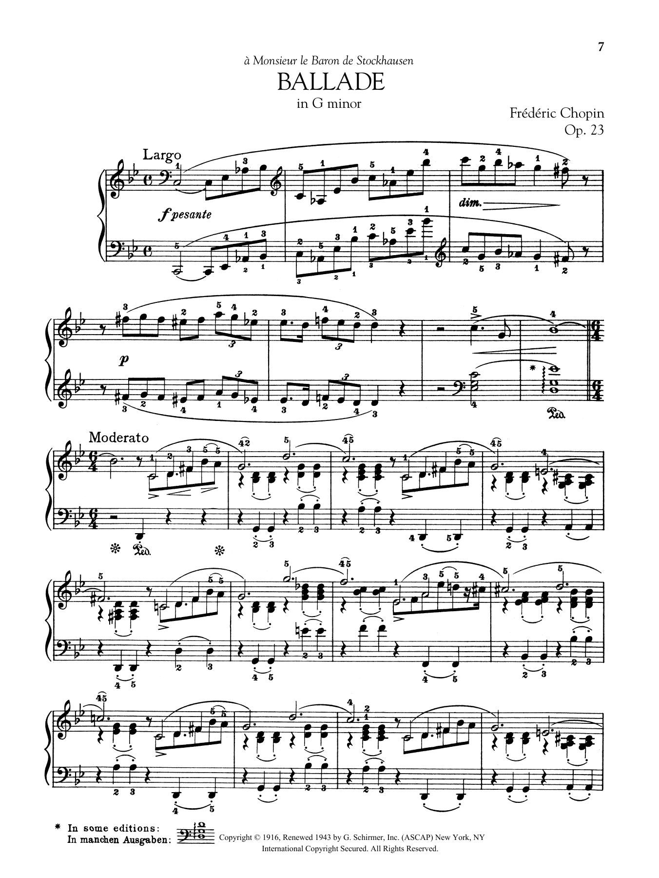 Frederic Chopin Ballade in G minor, Op. 23 sheet music notes and chords. Download Printable PDF.