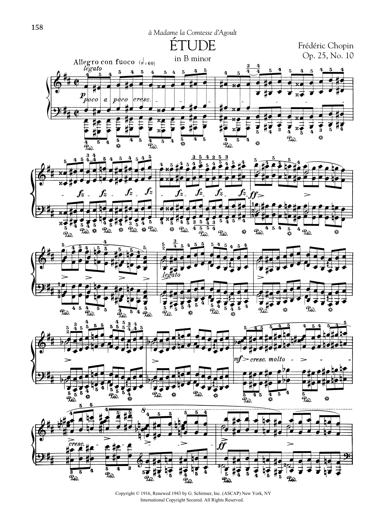 Frederic Chopin Etude in B minor, Op. 25, No. 10 sheet music notes and chords arranged for Piano Solo