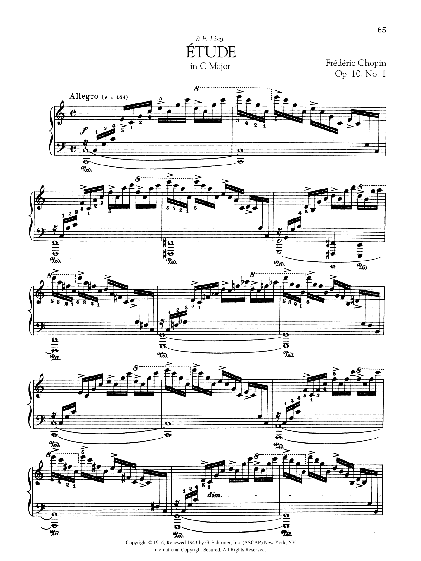 Frederic Chopin Etude in C Major, Op. 10, No. 1 sheet music notes and chords. Download Printable PDF.