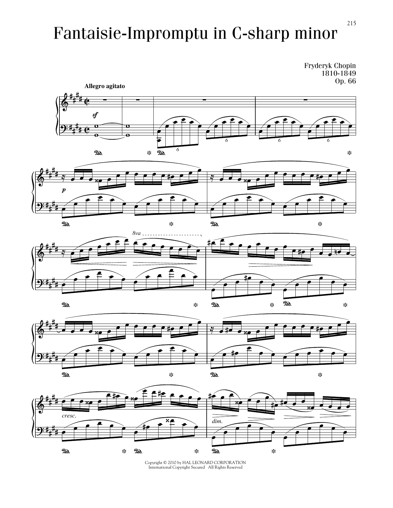 Frédéric Chopin Fantaisie-Impromptu, Op. 66 (Posthumous) sheet music notes and chords. Download Printable PDF.