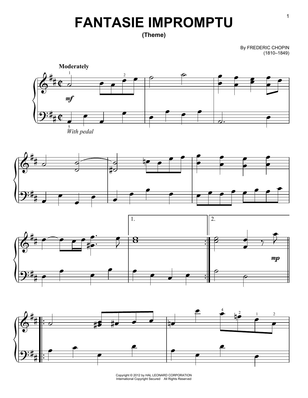 Frederic Chopin Fantasie Impromptu, Op. 66 sheet music notes and chords. Download Printable PDF.