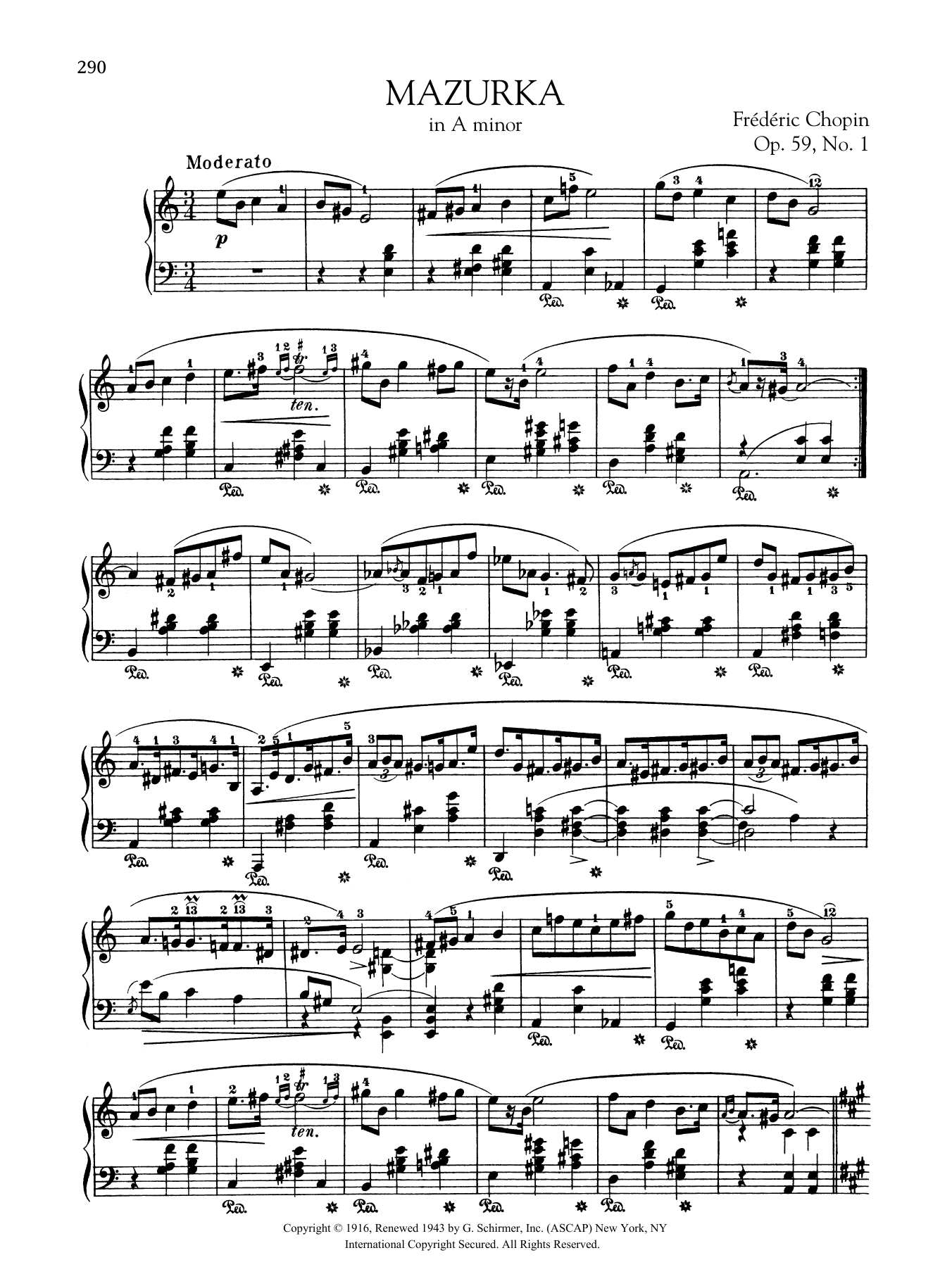 Frederic Chopin Mazurka in A minor, Op. 59, No. 1 sheet music notes and chords arranged for Piano Solo