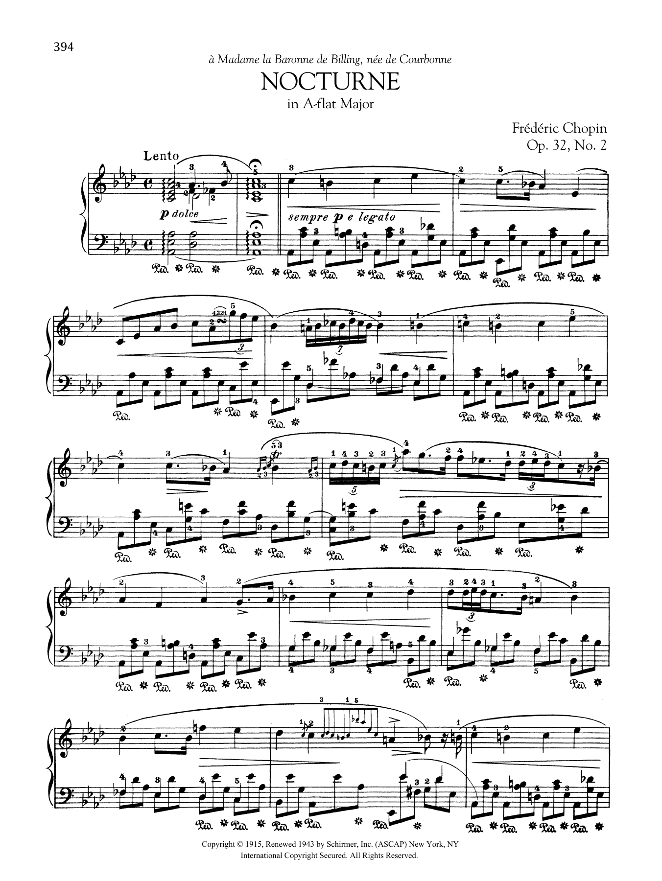 Frederic Chopin Nocturne in A-flat Major, Op. 32, No. 2 sheet music notes and chords arranged for Piano Solo