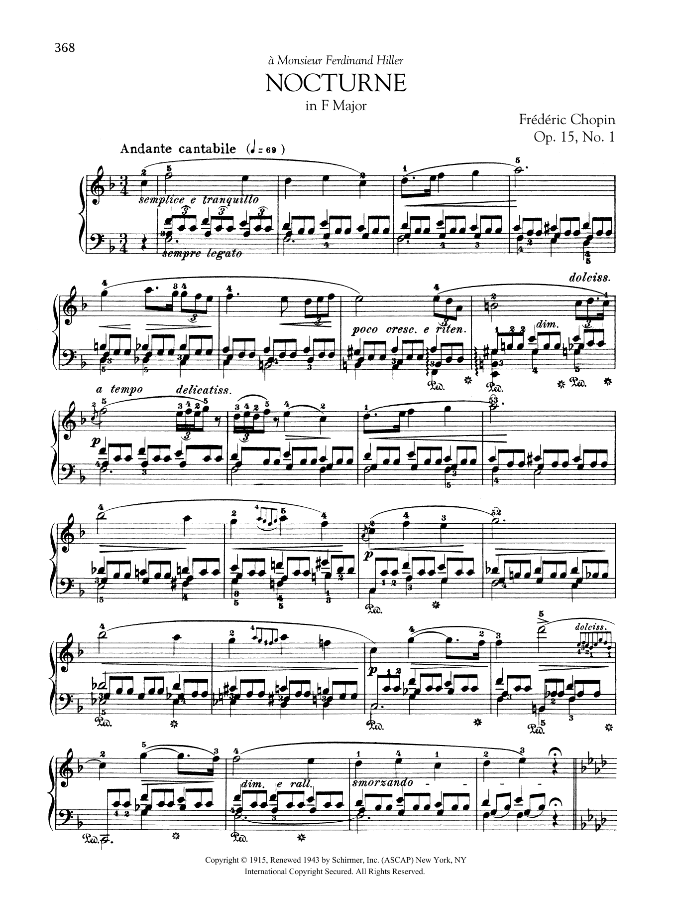 Frederic Chopin Nocturne in F Major, Op. 15, No. 1 sheet music notes and chords. Download Printable PDF.