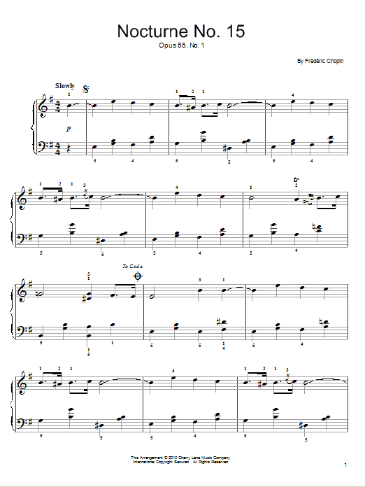 Learn to play Frederic Chopin Nocturne Op.15, No.1 sheet music for Easy Piano in minutes. Price: 6.9900$ Frederic Chopin Nocturne Op.15, No.1 sheet music notes and chords arranged for Easy Piano