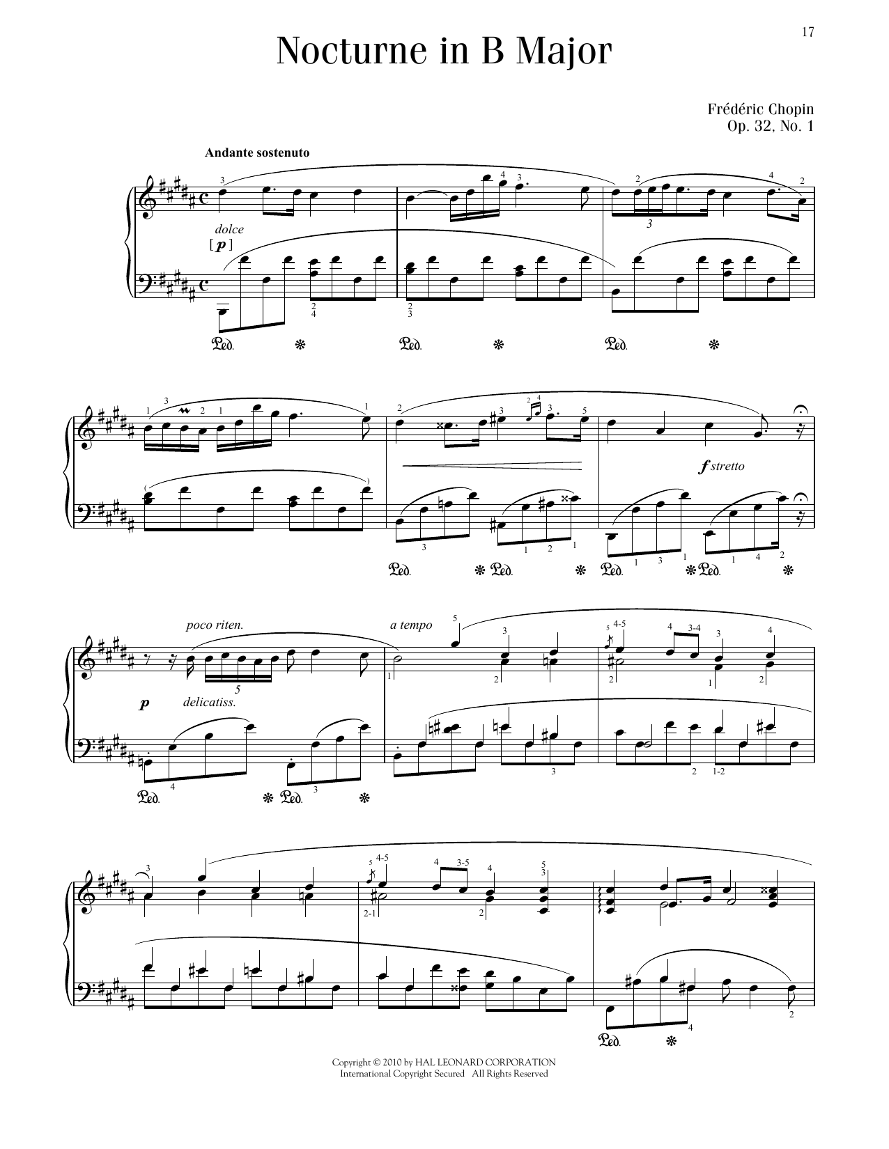 Learn to play Frederic Chopin Nocturne, Op. 32, No. 1 sheet music for Piano Solo in minutes. Price: 7.8900$ Frederic Chopin Nocturne, Op. 32, No. 1 sheet music notes and chords arranged for Piano Solo