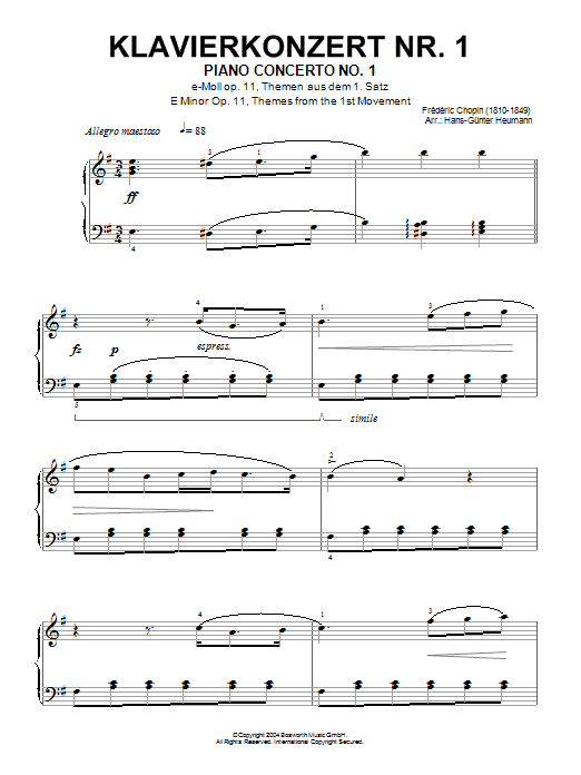 Frederic Chopin Piano Concerto No.1, Themes From The 1st Movement sheet music notes and chords. Download Printable PDF.