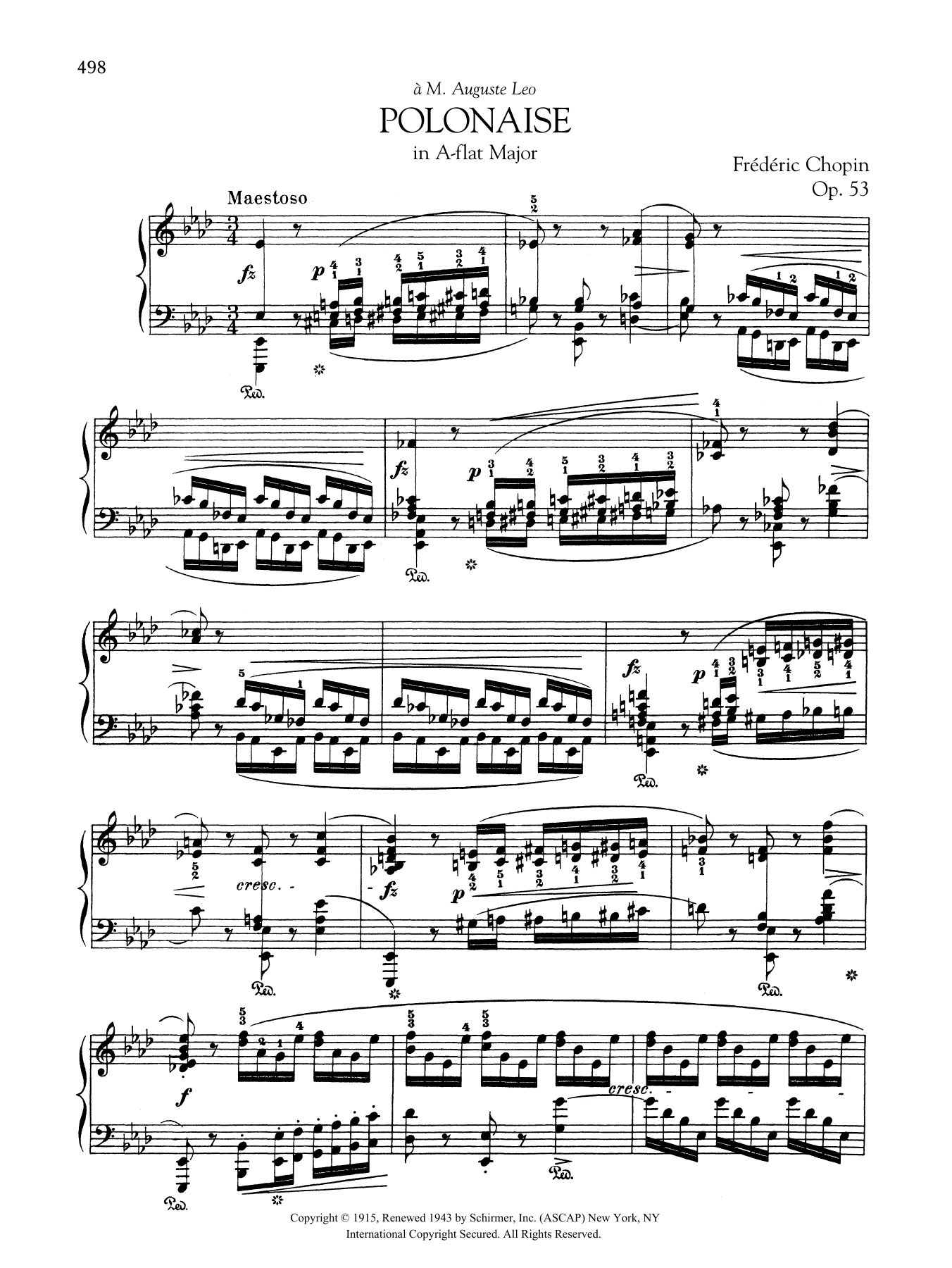 Frederic Chopin Polonaise in A-flat Major, Op. 53 sheet music notes and chords. Download Printable PDF.