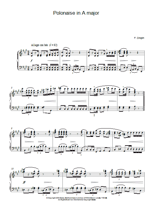 Frederic Chopin Polonaise Op.40, No.1 sheet music notes and chords. Download Printable PDF.