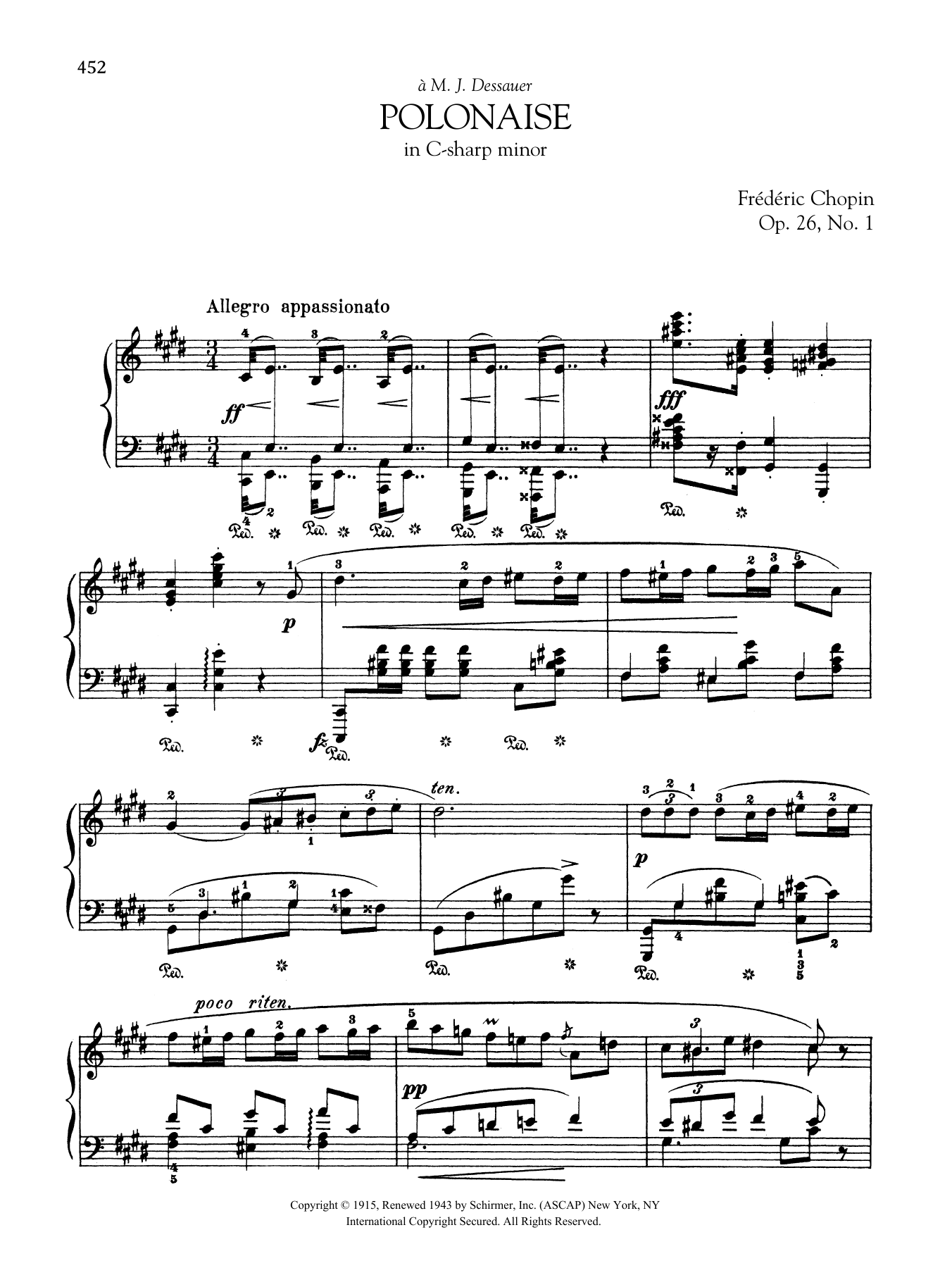 Frederic Chopin Polonaise in C-sharp minor, Op. 26, No. 1 sheet music notes and chords. Download Printable PDF.