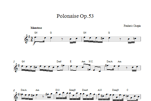 Frederic Chopin Polonaise Opus 53 sheet music notes and chords. Download Printable PDF.