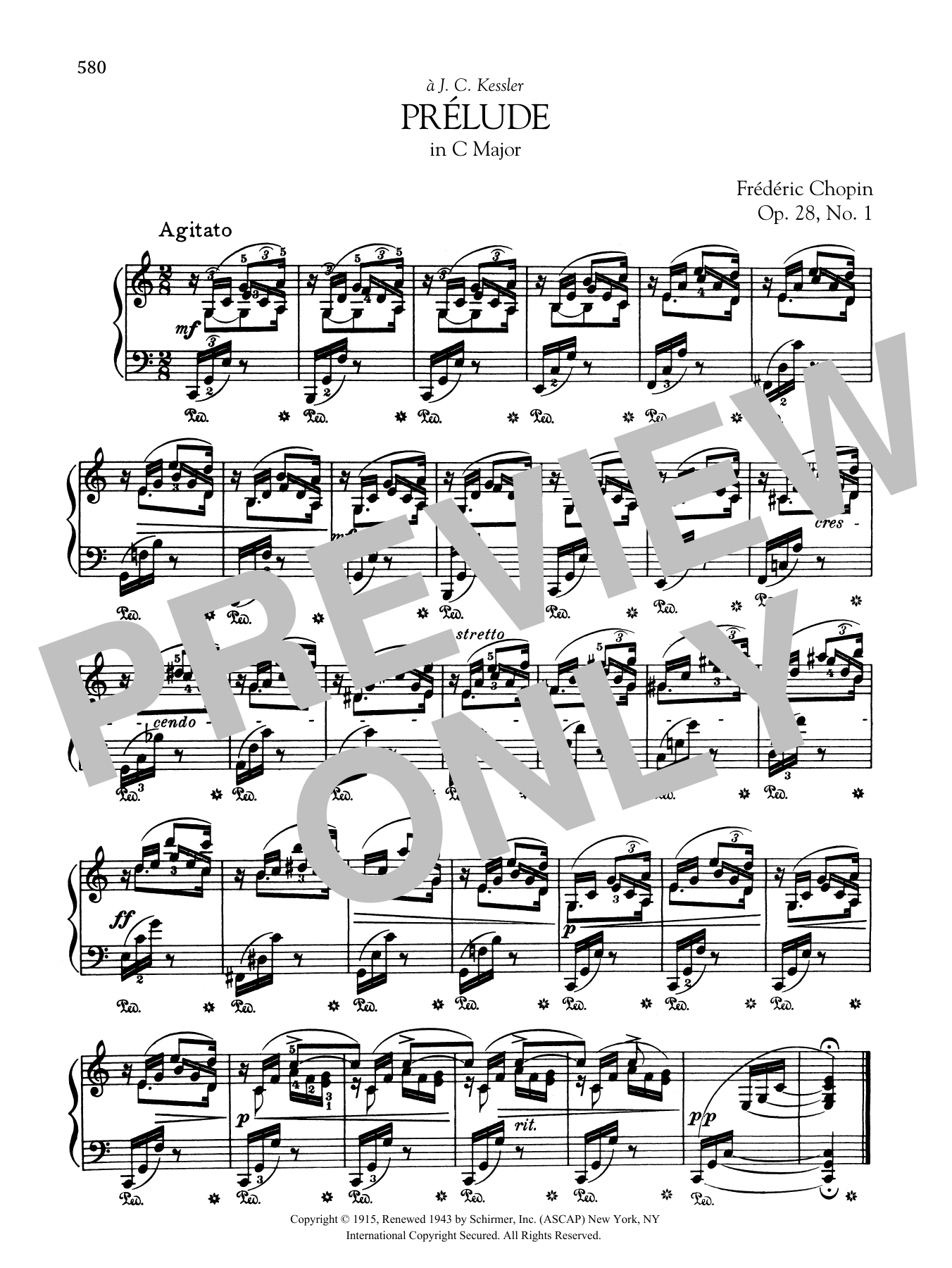 Frédéric Chopin Prélude in C Major, Op. 28, No. 1 sheet music notes and chords arranged for Piano Solo