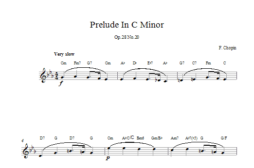 Frederic Chopin Prelude in C Minor, Op.28, No.20 sheet music notes and chords. Download Printable PDF.