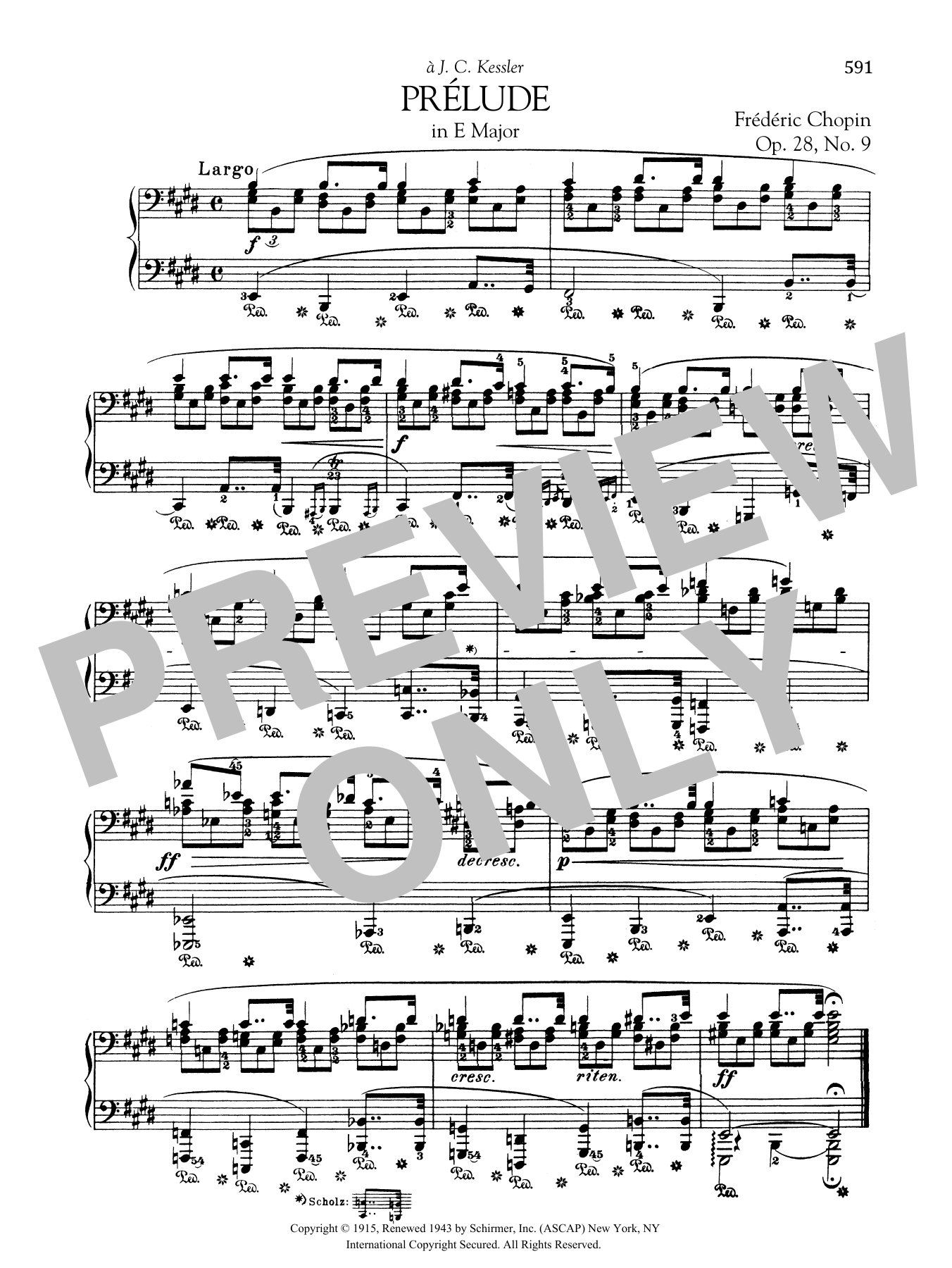 Frédéric Chopin Prélude in E Major, Op. 28, No. 9 sheet music notes and chords arranged for Piano Solo