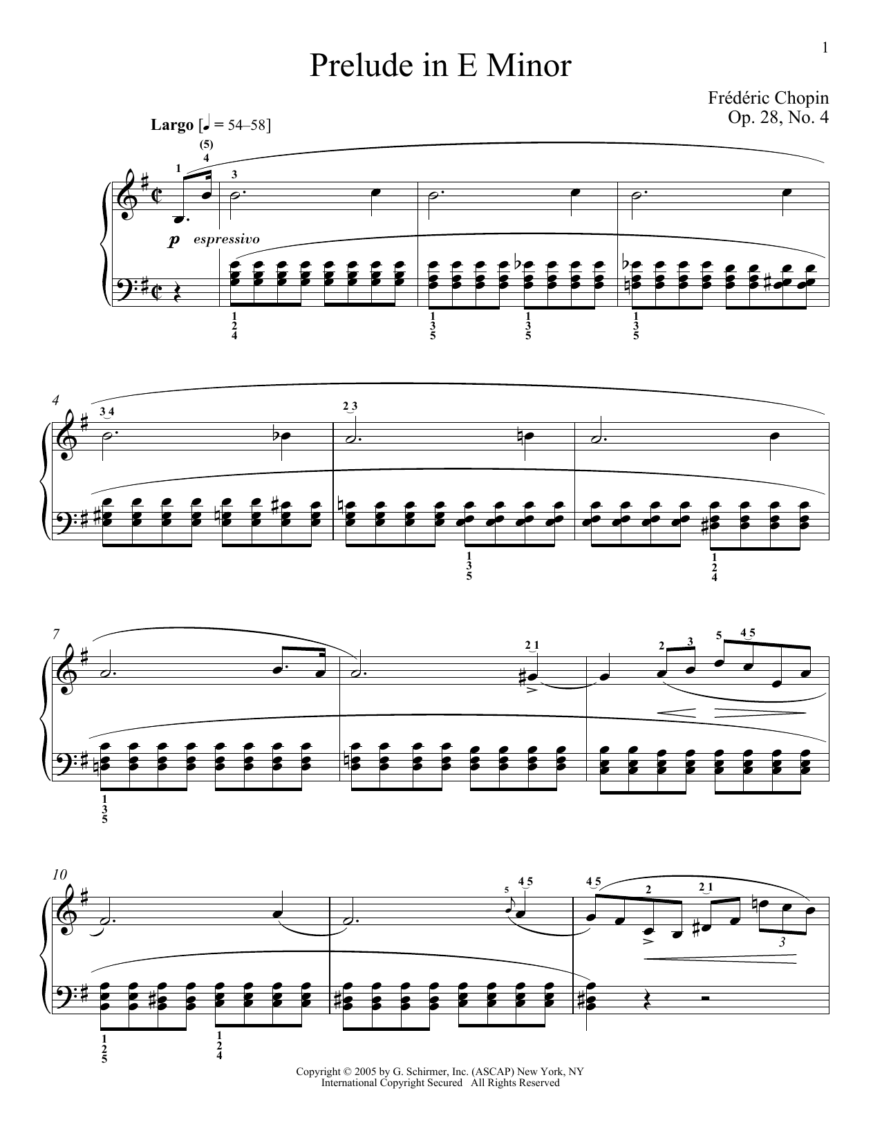 Frederic Chopin Prelude In E Minor, Op. 28, No. 4 sheet music notes and chords arranged for Piano Solo