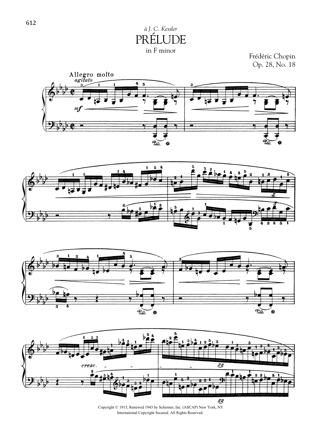 Frédéric Chopin Prélude in F minor, Op. 28, No. 18 sheet music notes and chords arranged for Piano Solo