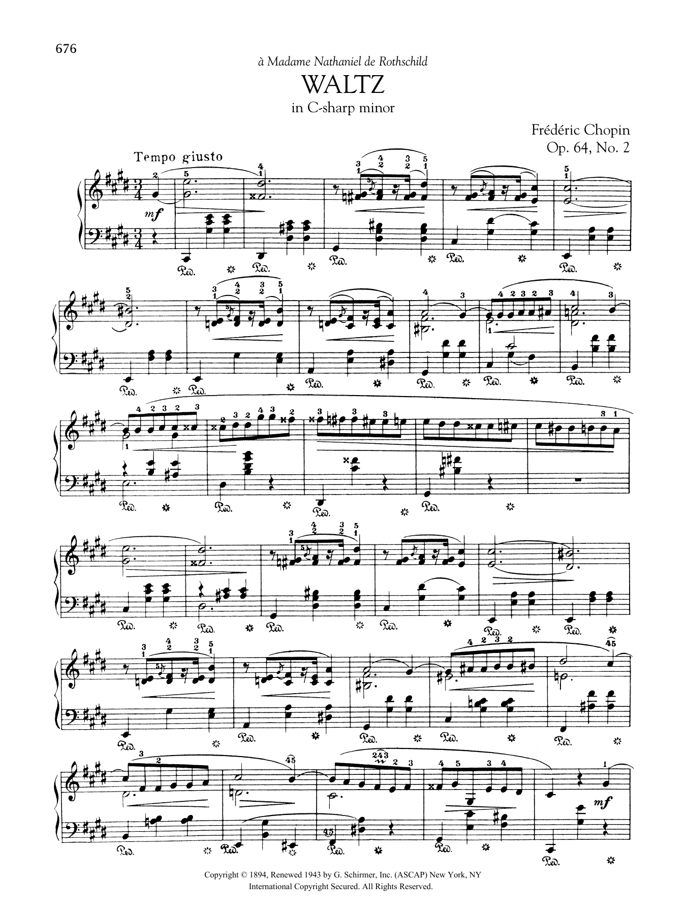 Frederic Chopin Waltz in C-sharp Minor, Op. 64, No. 2 sheet music notes and chords. Download Printable PDF.